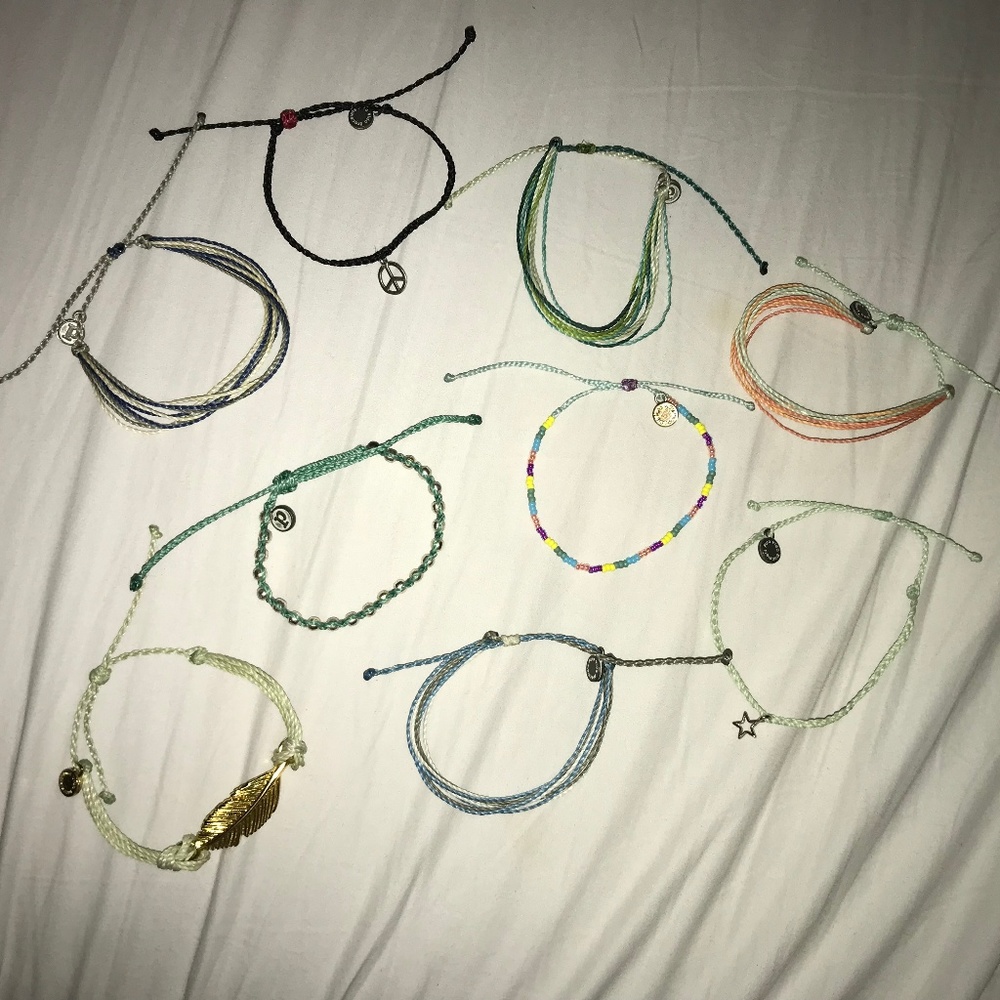 Lot of 9 Green/Blue/Black Pura Vida Bracelets